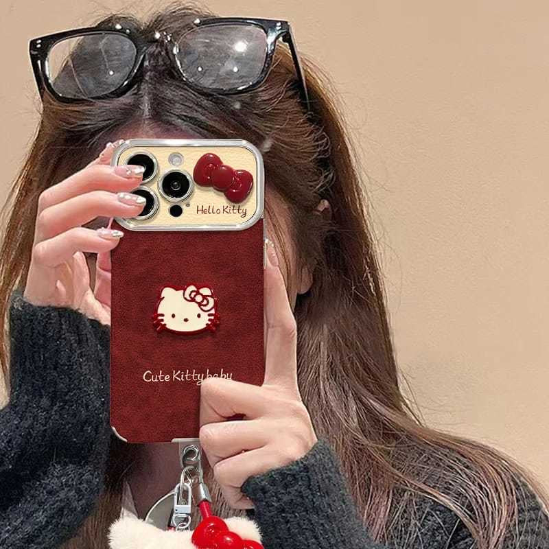 Cute KT Window Display Case – Leather Finish for iPhone